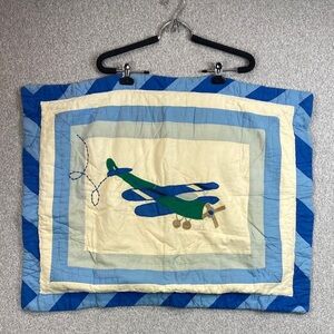 Vtg airplane pillow sham quilted 100% cotton pilot theme boys room rustic